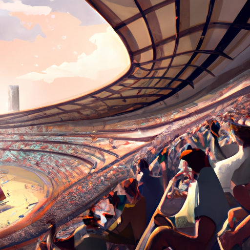 איור של אצטדיון ספורט ישראלי מלא בצופים